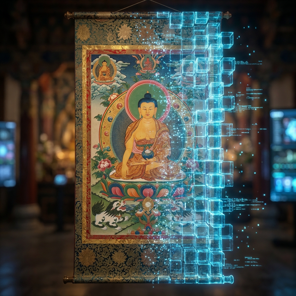 Bhutanese Thangka Pixelating into Blockchain